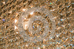 Close up of contemporary glass chandelier