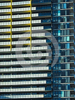 Close-up of contemporary skyscrapers in Melbourne, VIC, Australia