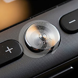 Close-up of a control panel featuring