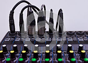Close up control panel mixer audio