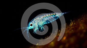 Microscopic copepod in aquatic environment