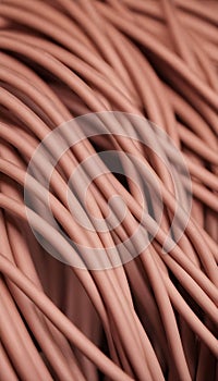 A close-up of a copper cable wire, electrical installation materiel