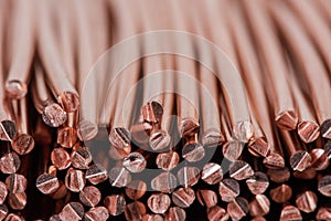 Copper Wire Scrap Material with Blurred Background