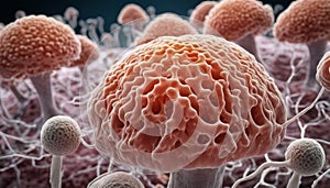 Close-up of a coral-like mushroom with intricate patterns