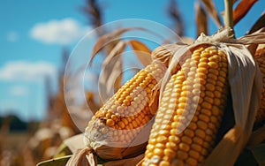 close up of corn in havest season
