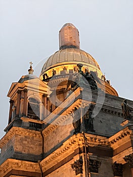 Close up of cornice details on St Isaac`s Cathedral, St Petersburg, Russia