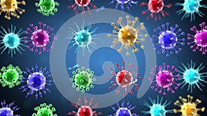 Close-up Coronavirus mutation strains.