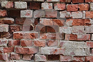 Close up of a corroding brick wall