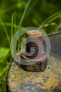 Rusty bolt with nut
