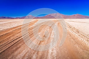 Close up of a corrugated road in Altiplano