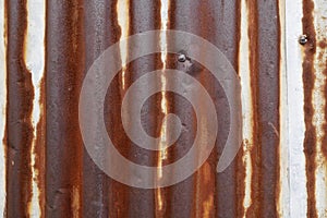 Close-up of corrugated sheet metal with nice rust and texture