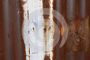 Close-up of corrugated sheet metal with nice rust and texture