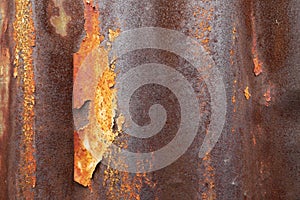 Close-up of corrugated sheet metal with nice rust and texture