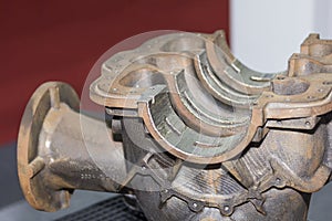 Close up cover crankcase of pump made from sand casting manufacturing process for industrial