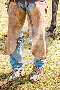 Close up of cowboy's chaps