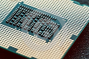 Close-up of CPU Chip Processor. Selective Focus