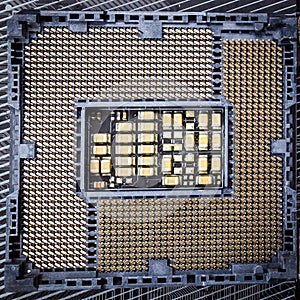 Close-up of the CPU slots as connections