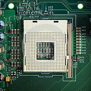 Close Up - CPU socket on a computer motherboard