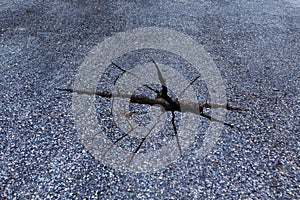 Close up of crack on asphalt road