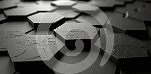 Close Up of Cracked Black Hexagon Pattern