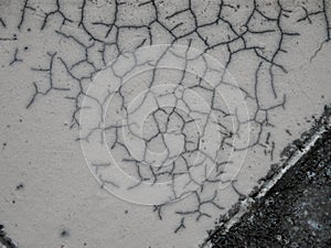 Close up of cracked ceramic, texture of raku clay pottery, wallpaper background.