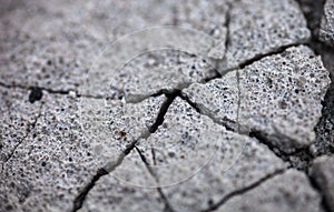Close up of the cracked concrete surface