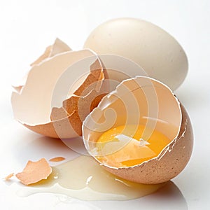Cracked egg shell isolated
