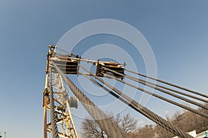 close-up crane cable drum