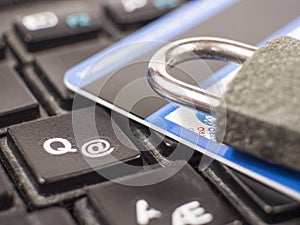 Close up credit card security for internet