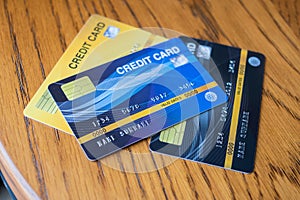 Close up credit card  for shopping. business, lifestyle,technology,ecommerce and online payment concept