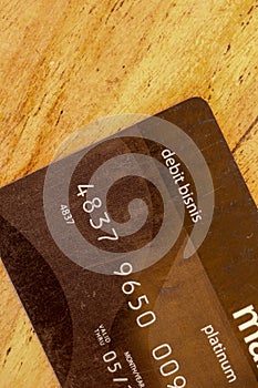 Close-up of credit or debit payment card without chip. Black bus