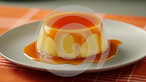 Close-up of Creme Caramel Dessert