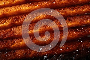 close-up of crispy toasted bread texture