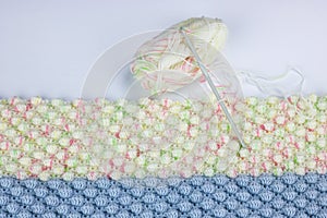 Close up of crochet work in different color and same pattern