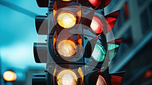 Close-Up of Cross-Shaped Traffic Light