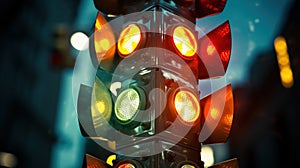 Close-Up of Cross-Shaped Traffic Light