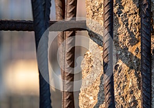 Close up of the crumbling remains of the Berlin Wall at the Wall Memorial, Germany. Segments of wall have been left as a reminder