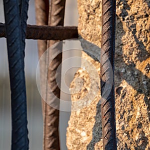 Close up of the crumbling remains of the Berlin Wall at the Wall Memorial, Germany. Segments of wall have been left as a reminder