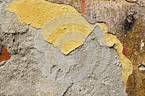 Close up of crumbling wall with layers of peeled paint 4