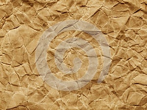 close up crumpled brown paper texture