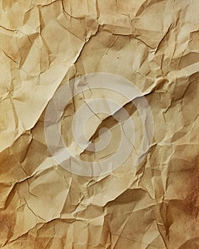 Close-up of Crumpled Brown Paper Texture