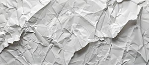 Close up of a crumpled white paper in monochrome photography