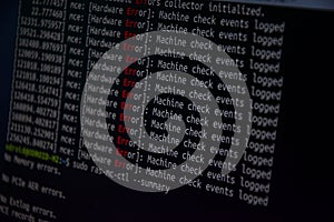 Close up css HTML code on monitor screen with black background