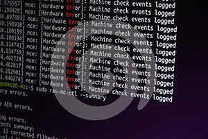 Close up css HTML code on monitor screen with black background