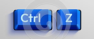 Close-up of Ctrl and Z keyboard keys, symbolizing the undo command.