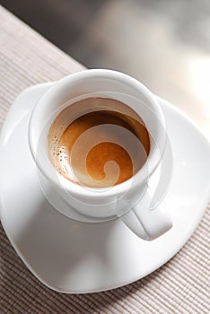 Close-up of a cup of hot coffee