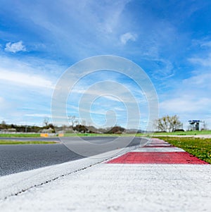 Close up of curbs on motor sport asphalt race track