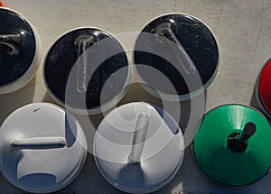 Close up of curling stones