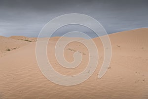 Close up on the curves of sand hills in Ba Dan Ji Lin desert of Inner Mongolia