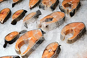 Close-up of cut pieces of sea fish. Selective Focus
